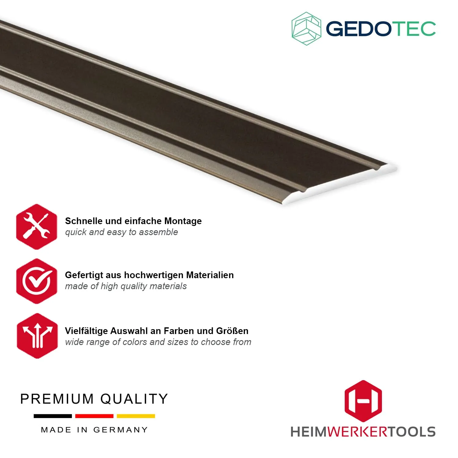Gedotec Super Flat Profilo Transizione Bronzo 1000x30 Autoadesivo