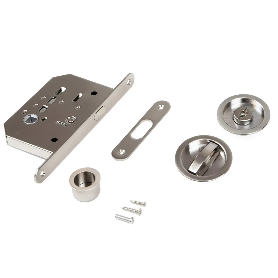 Emuca Kit Serratura Scorrevole Rotonda 57 mm Nichel Porte 35-40