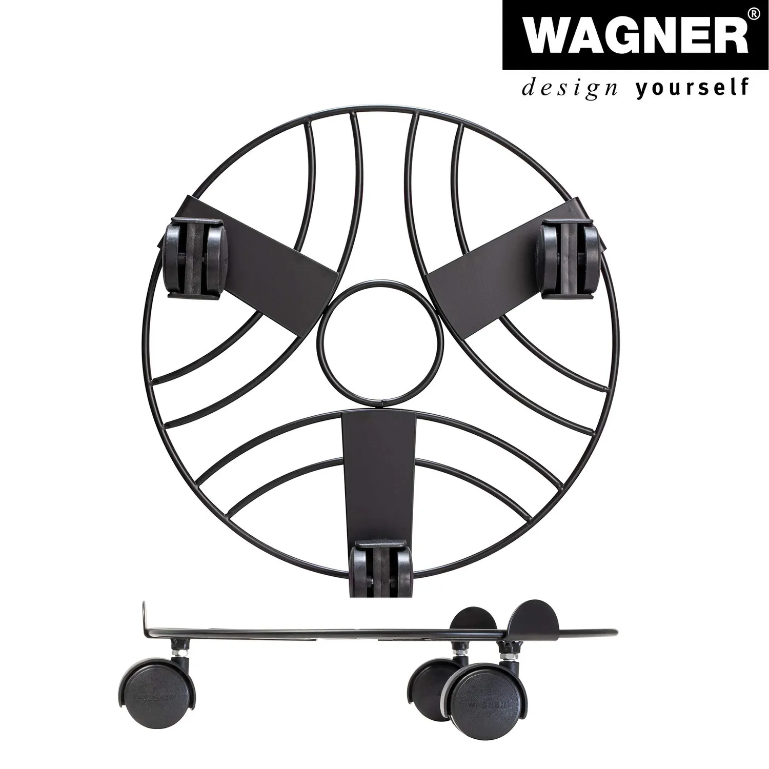 WAGNER Black sottovaso acciaio diam. 30cm h 6,5cm portata 60kg