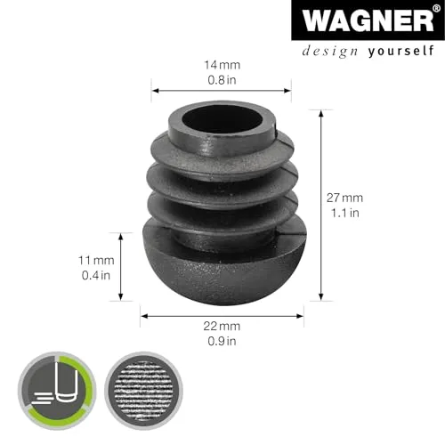 Wagner EH 0053 piedini tubi acciaio 14/22 mm 4 pezzi neri