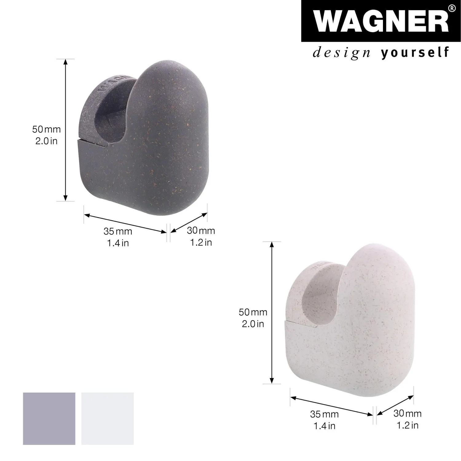 WAGNER hooks4home PILL ganci parete set 4 pezzi grigio