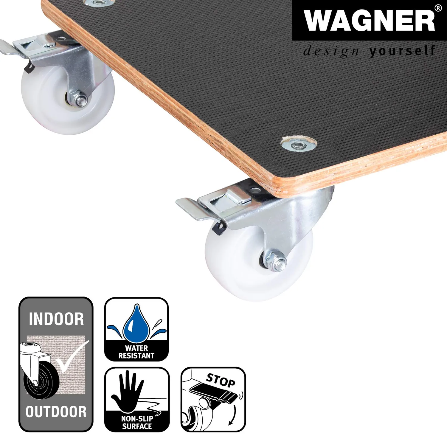 Wagner Maxigrip carrello piante 38x38 cm legno 250 kg