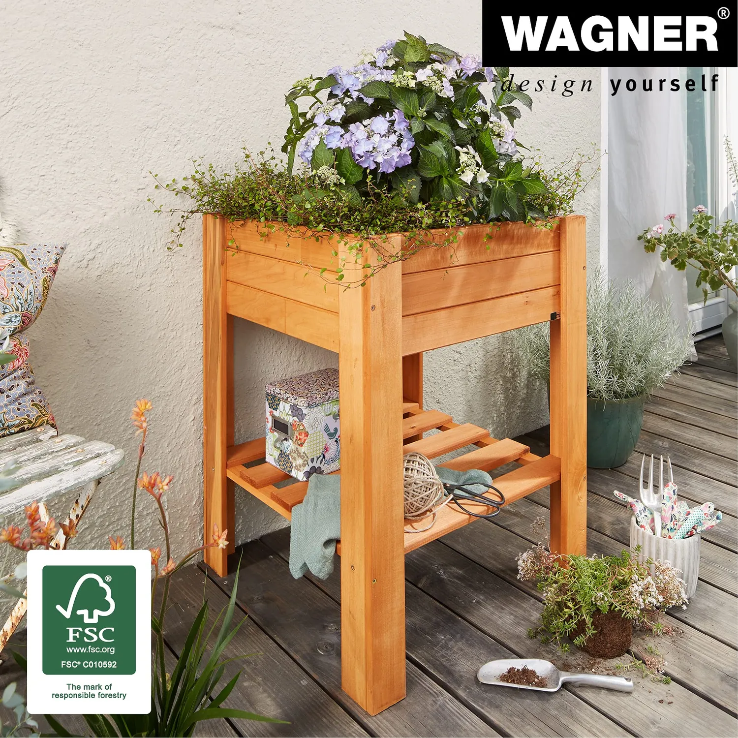 Wagner GreenBOX Light aiuola rialzata 53,5x53,5x70 cm castagno