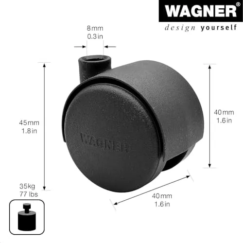 Wagner Design 01002401 rotella mobili doppia nera 35 kg