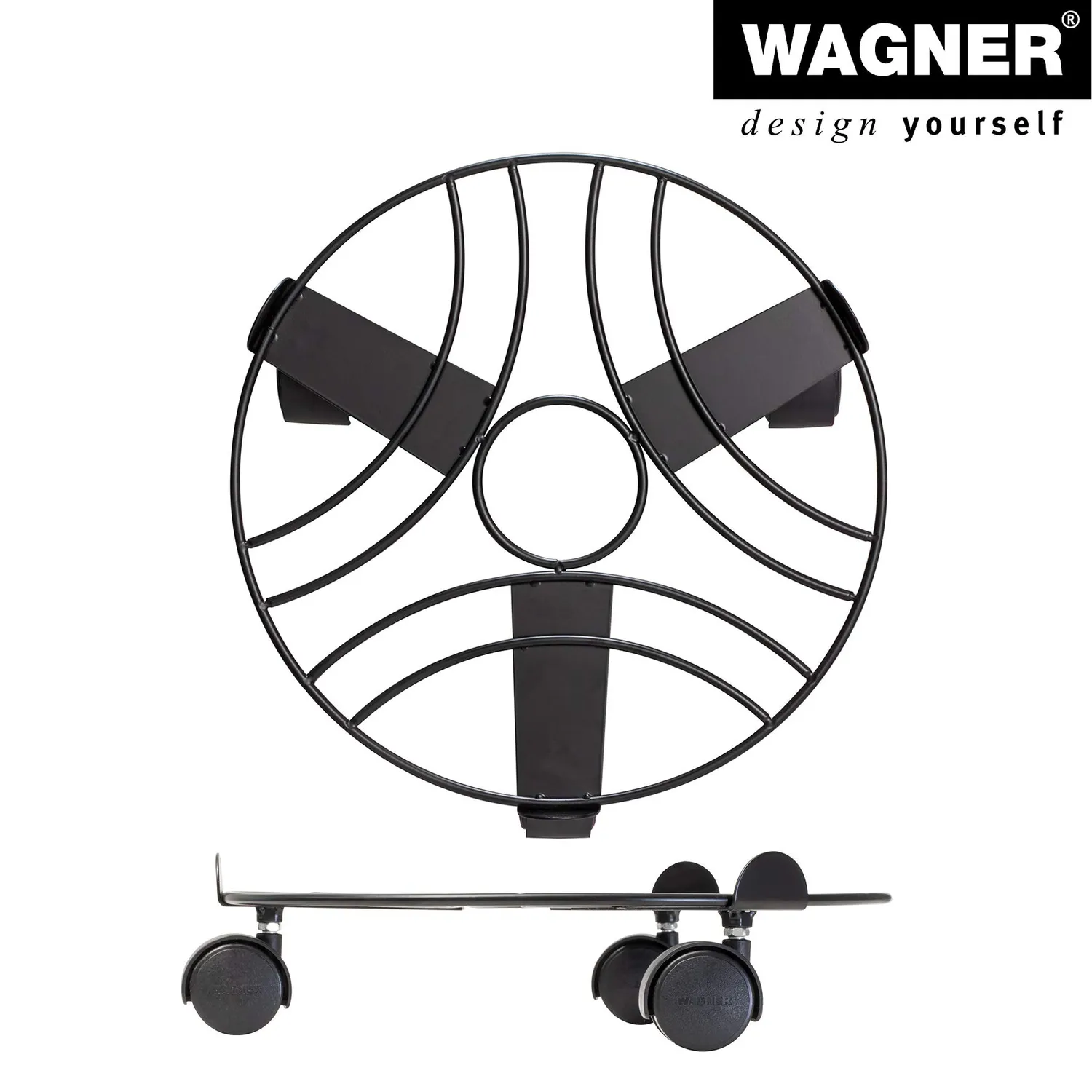 WAGNER Black sottovaso acciaio diam. 30cm h 6,5cm portata 60kg