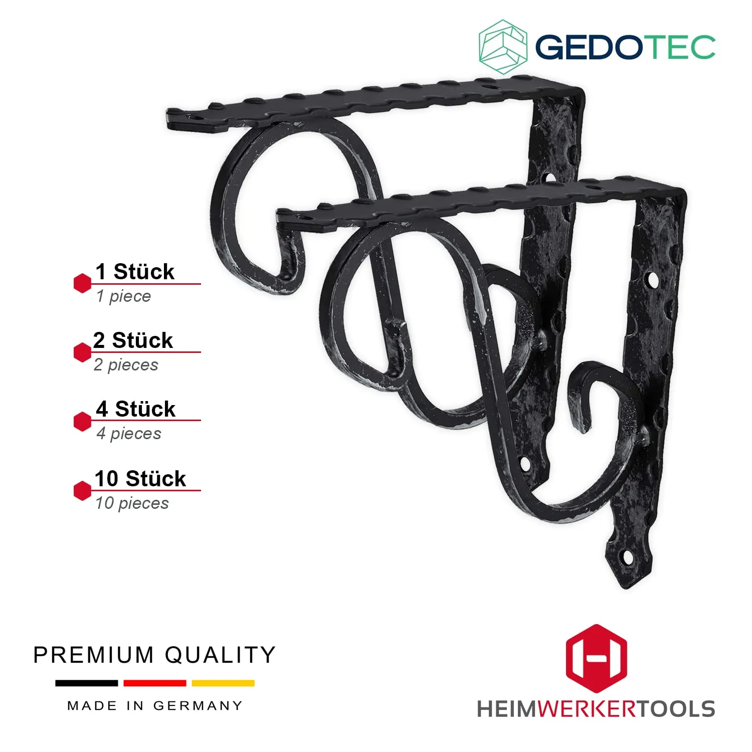 Gedotec Luzifer staffe mensola acciaio nero 150 mm 2 pezzi