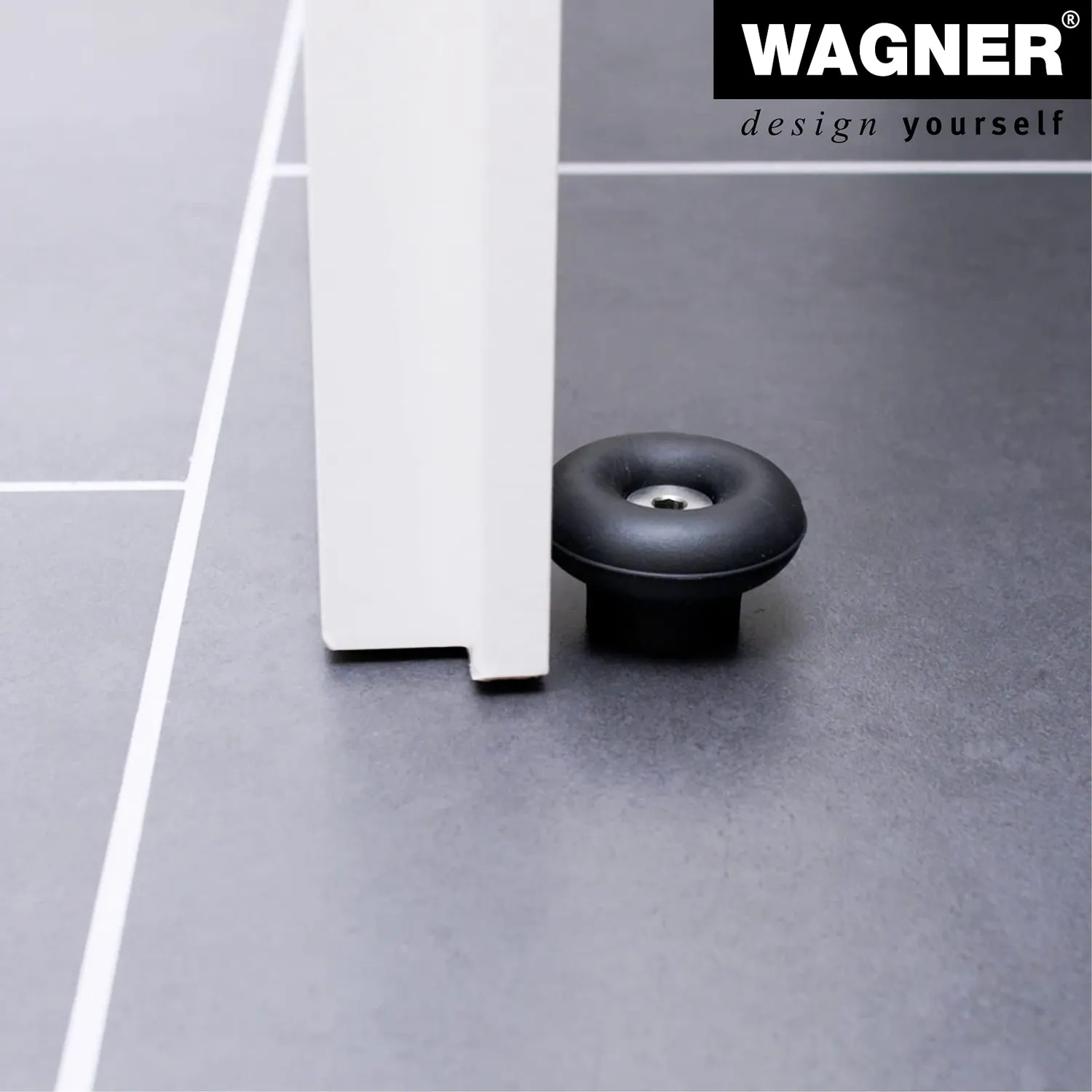 WAGNER Fermaporta Pavimento Outdoor Pulsante Gomma 50x30 mm