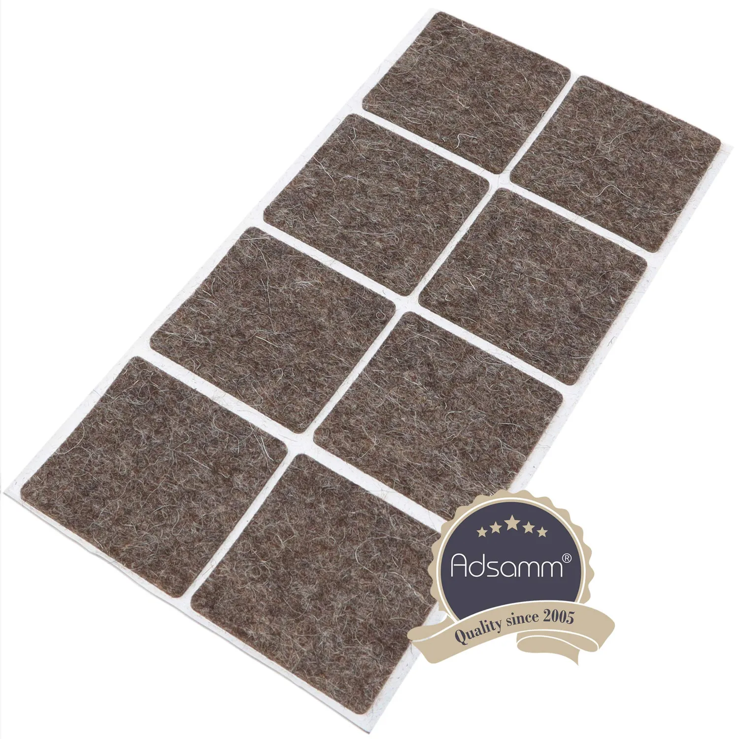 Adsamm Feltrini Lana 50x50 mm Marrone 8 Pezzi Extra Soft