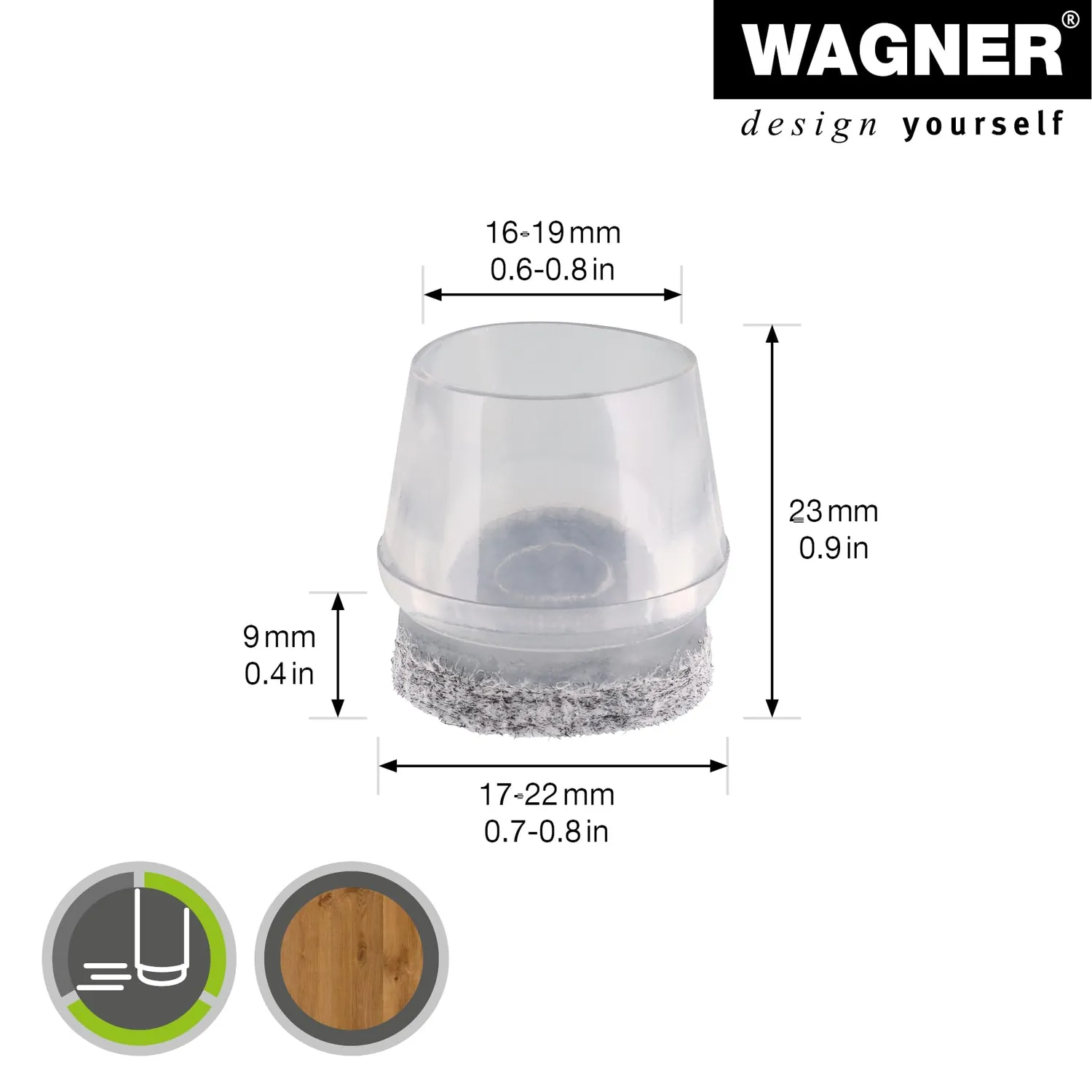 Wagner 15055999 tappi per tubi 4 pezzi trasparenti feltro