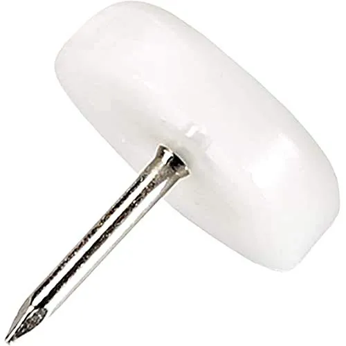 Adsamm PG-N-WH-20-100 Piedini Plastica con Chiodo Bianchi 20 mm 100 Pezzi