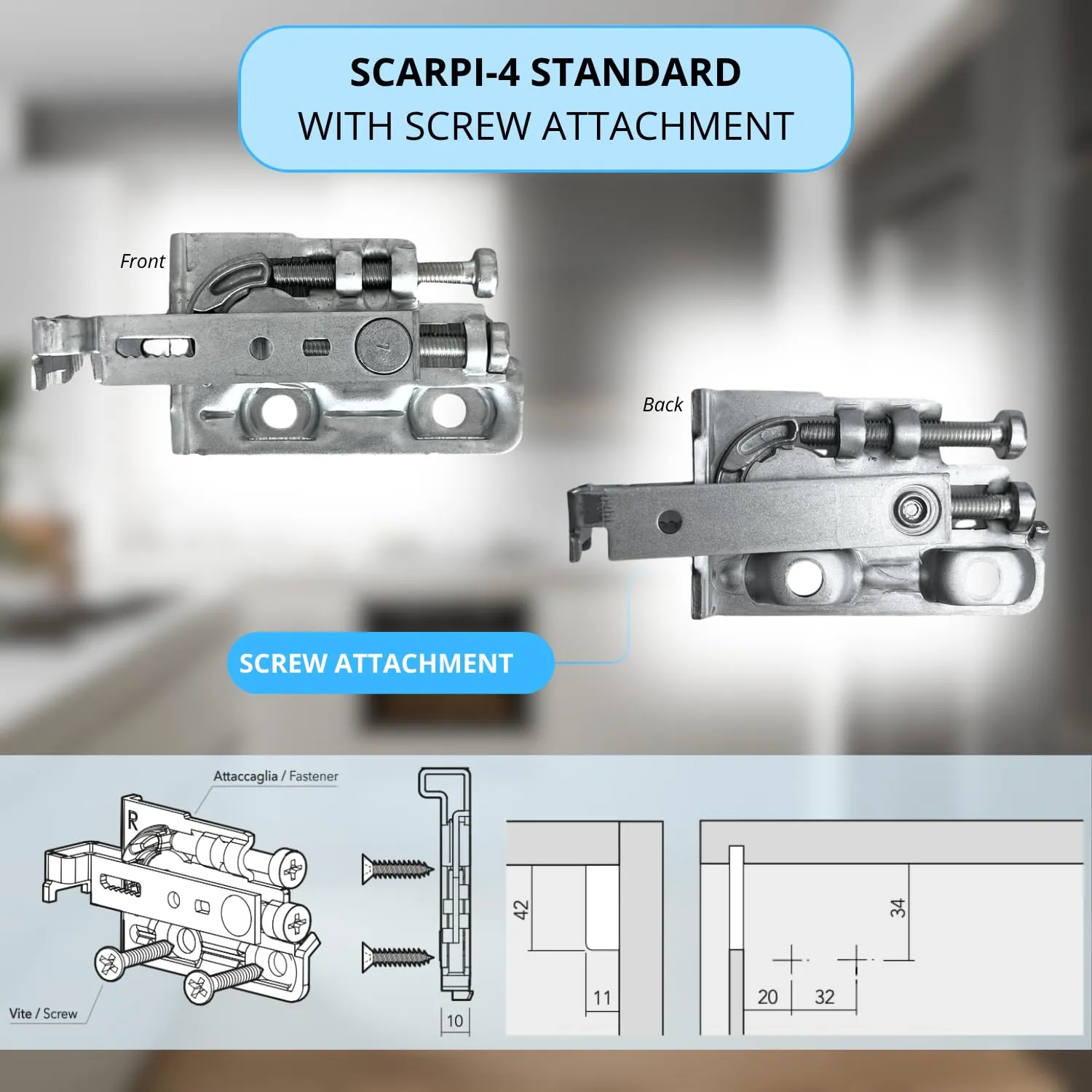 Indaux Scarpi-4 attaccaglia mobili sospesi 270 kg kit vite