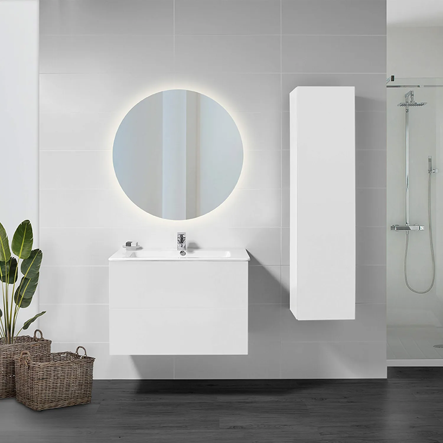 Emuca Specchio bagno LED rotondo 60 cm retroilluminato 4000K