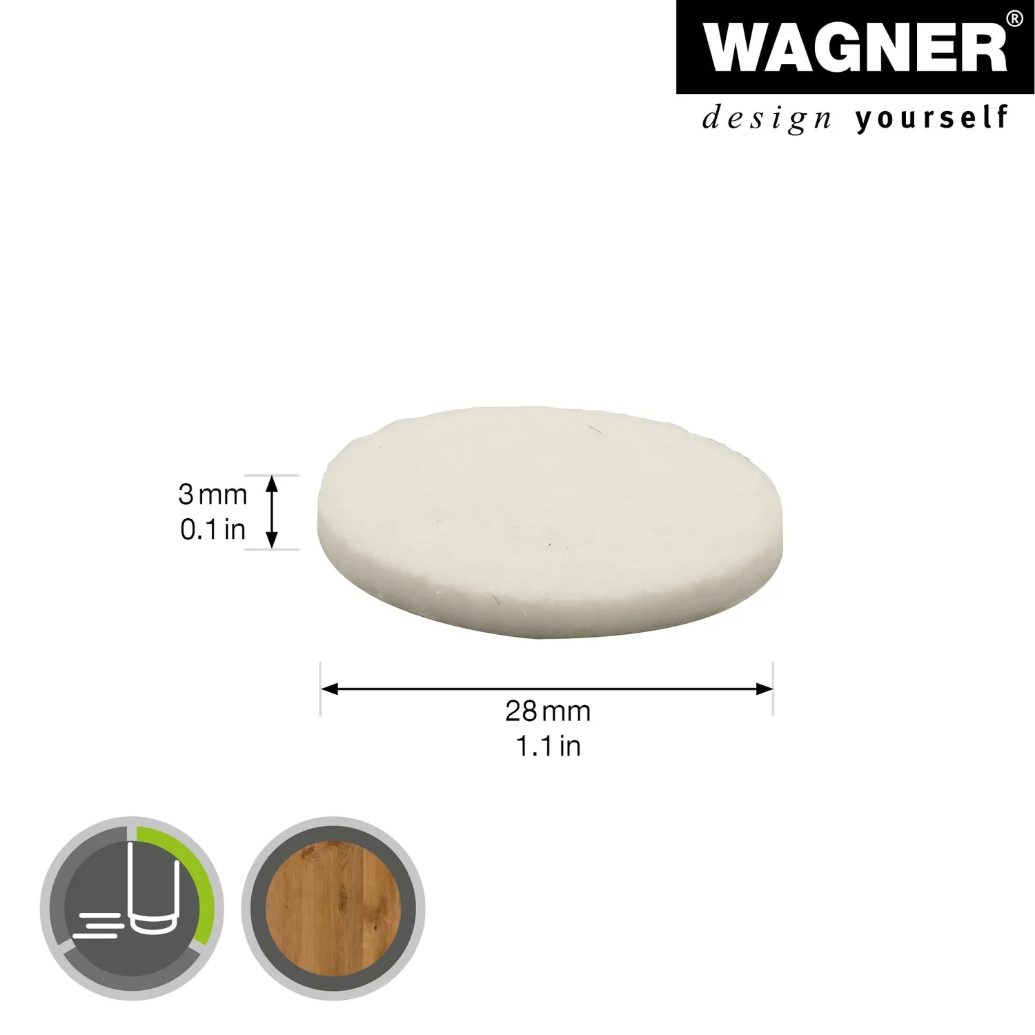 Wagner 15122999 feltrini adesivi tondi 12 pezzi bianchi