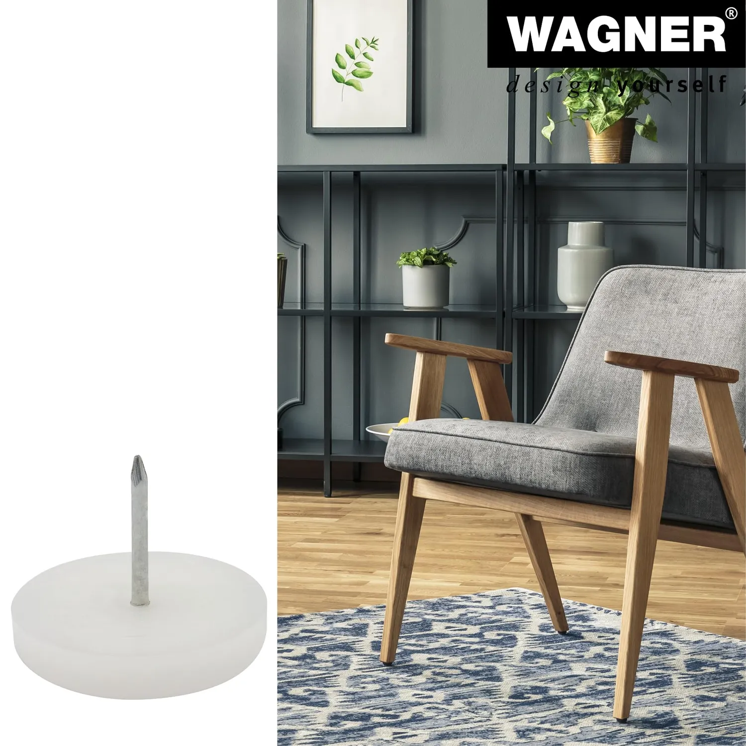 Wagner EH 0929 pattini plastica da inchiodare 4 pezzi Ø30 mm