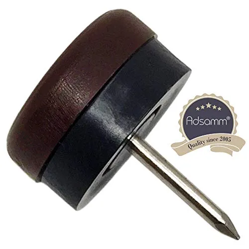 Adsamm pattini plastica con chiodo 20 mm marroni 100 pezzi scorrevoli