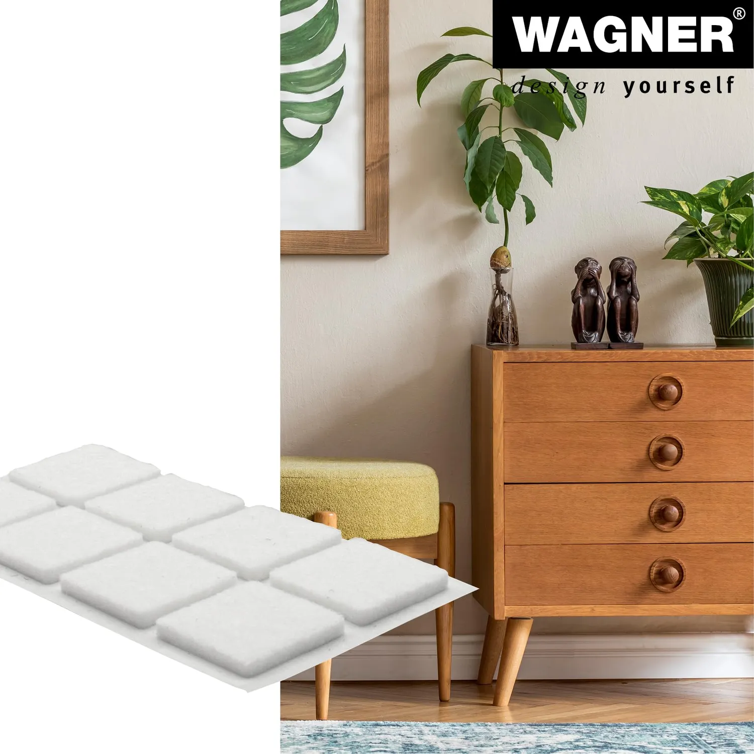 Wagner EH 15172099 feltrini adesivi bianchi 24 pezzi 20x20 mm