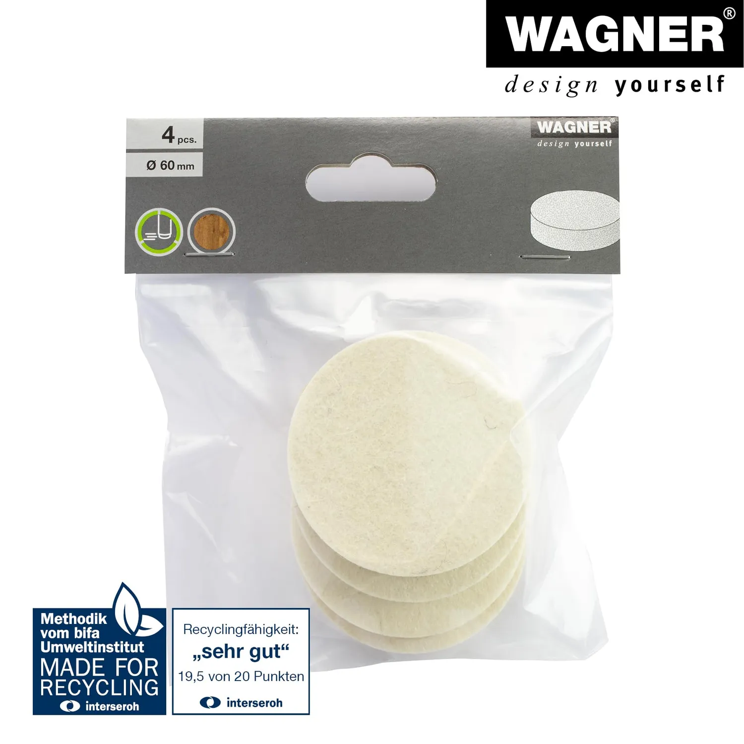 Wagner EH 1261 feltrini lana crema 4 pezzi Big Pads