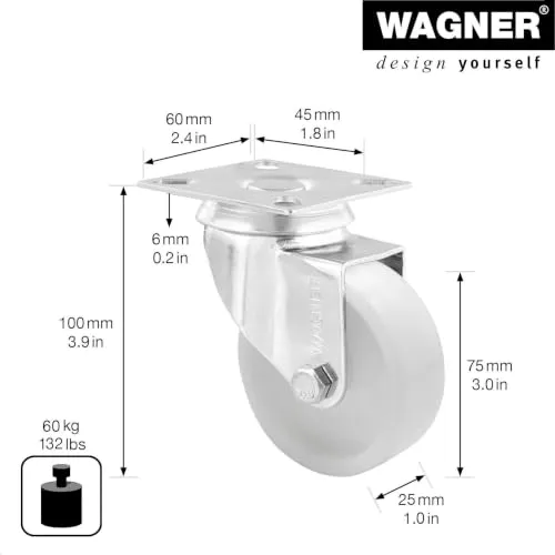 Wagner RO 1675 rotella girevole bianca Ø75 mm portata 60 kg