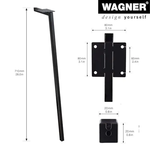 Wagner ST 5471 gamba per mobili 710 mm 1 pz nera opaca