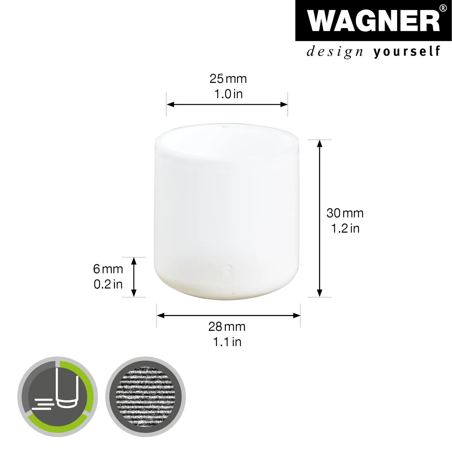 Wagner 15062699 tappi tondi acciaio 4 pezzi bianchi
