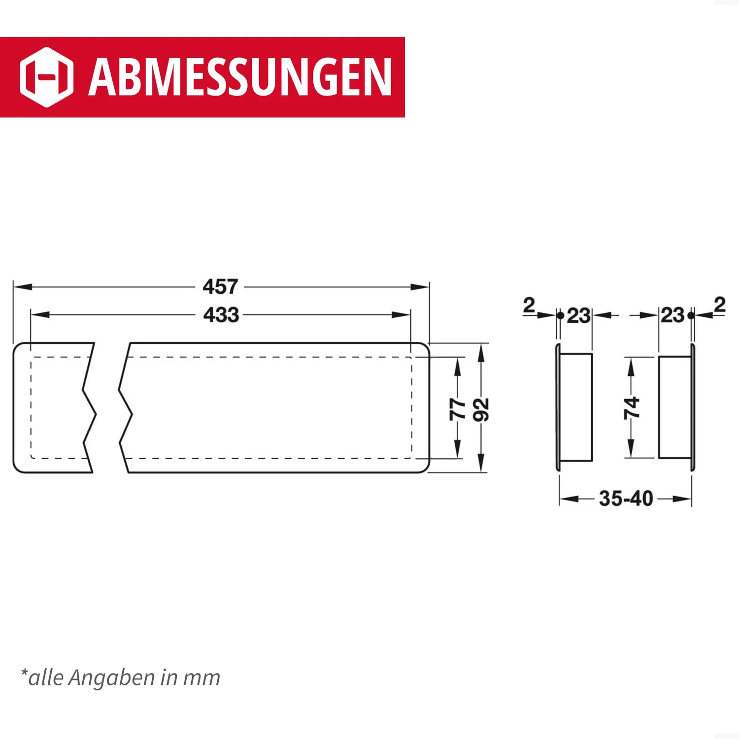 Gedotec griglia ventilazione porta 457x92 mm acero 1 set