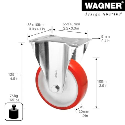 Wagner 04880001 rotella fissa morbida 100 mm rossa 1 pz