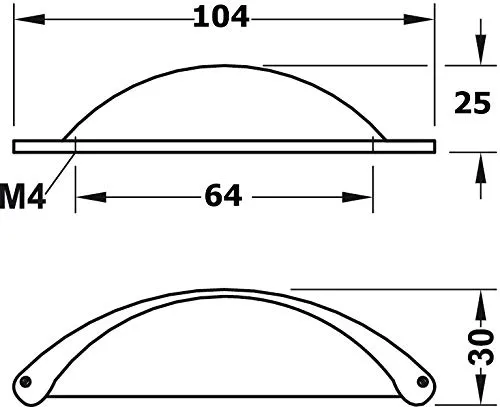 Gedotec Roma Maniglia Conchiglia 120x30 mm Nero 1 Pz