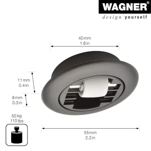 Wagner 01707301 rotella incasso 15 mm nera morbida