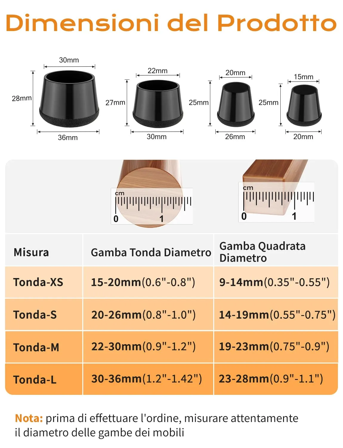 Meldel Gommini Sedie XS Nero Silicone 24 pz 15-20 mm