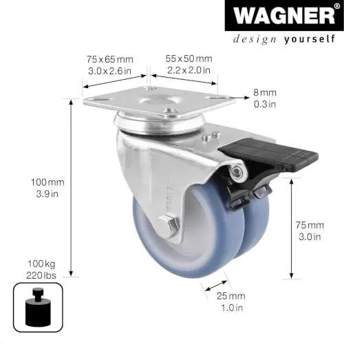 Wagner 03357701 rotella ECO 75 mm ultrasoft con freno 1 pz