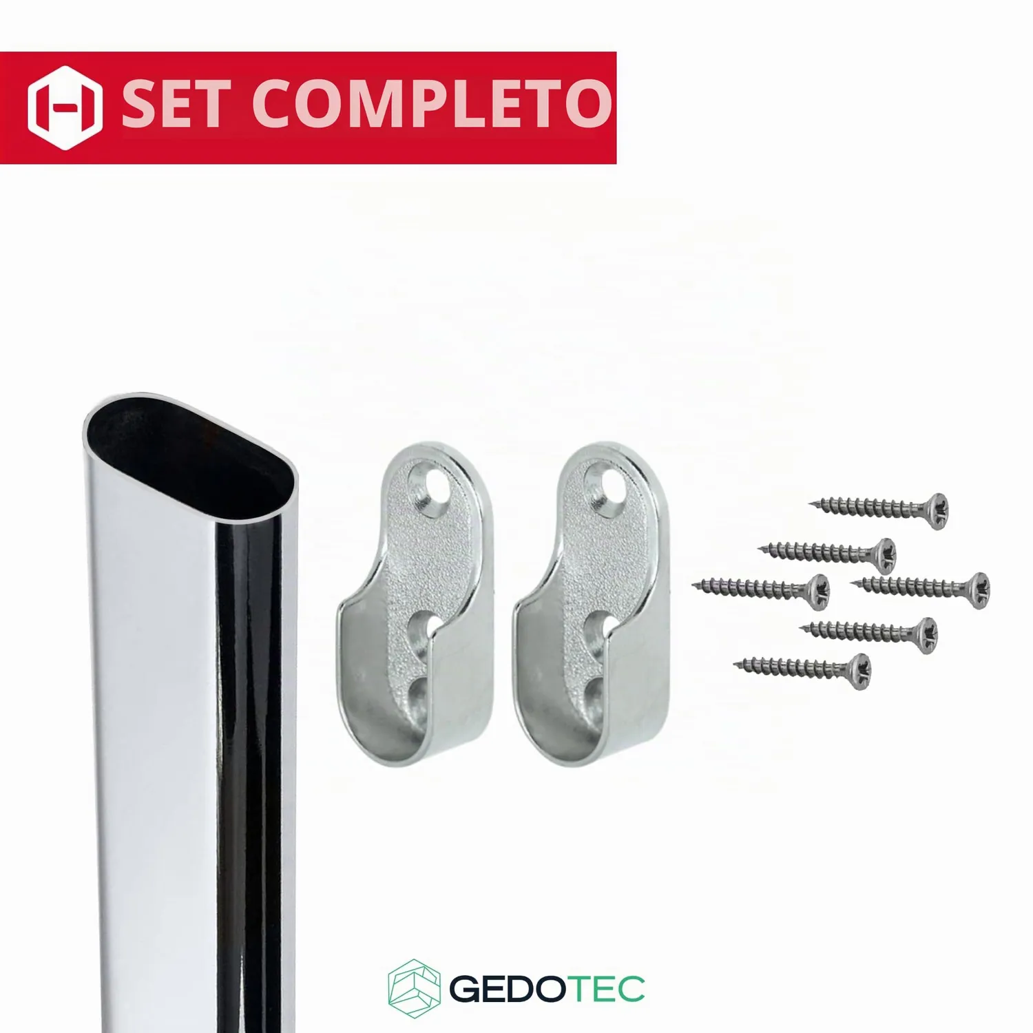 Gedotec barra appendiabiti ovale 600 mm cromo