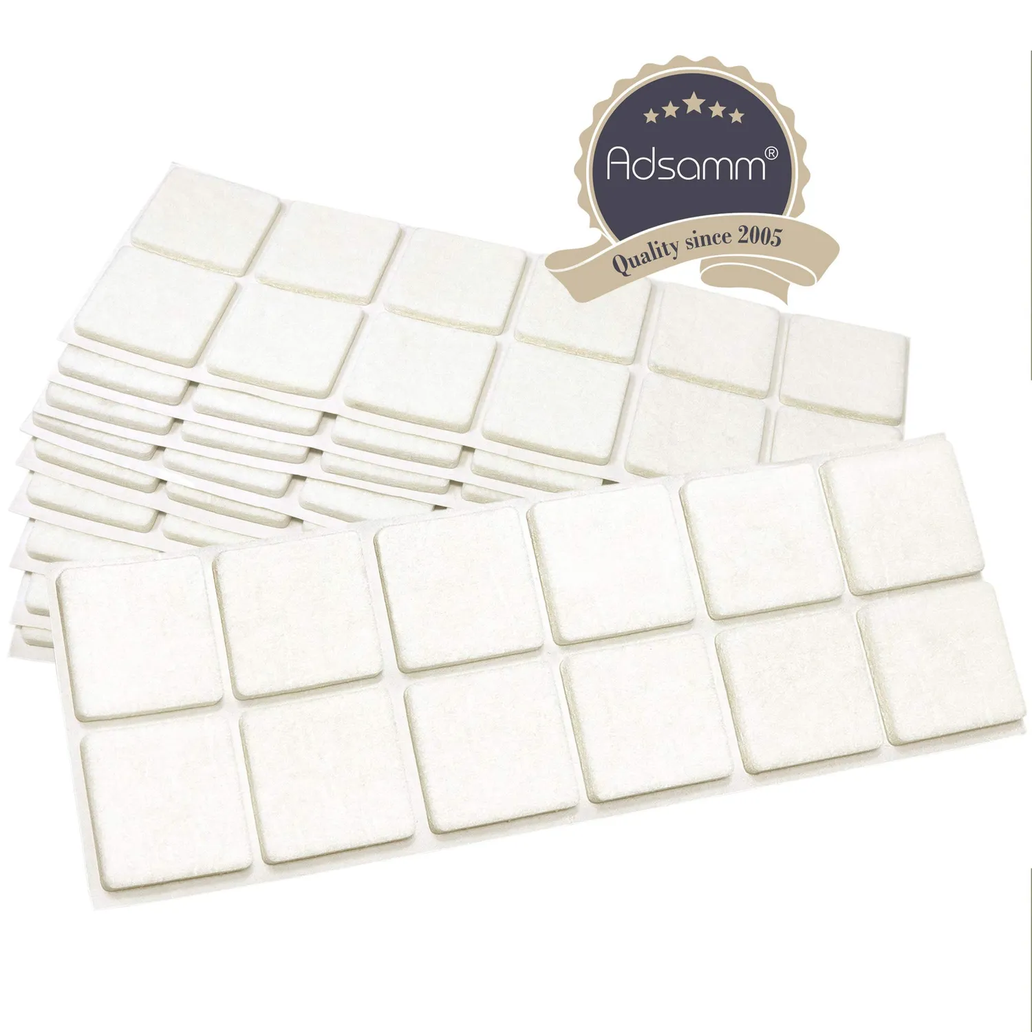 Adsamm Feltrini Autoadesivi 35x35 mm 120 Pezzi Bianchi 3,5 mm
