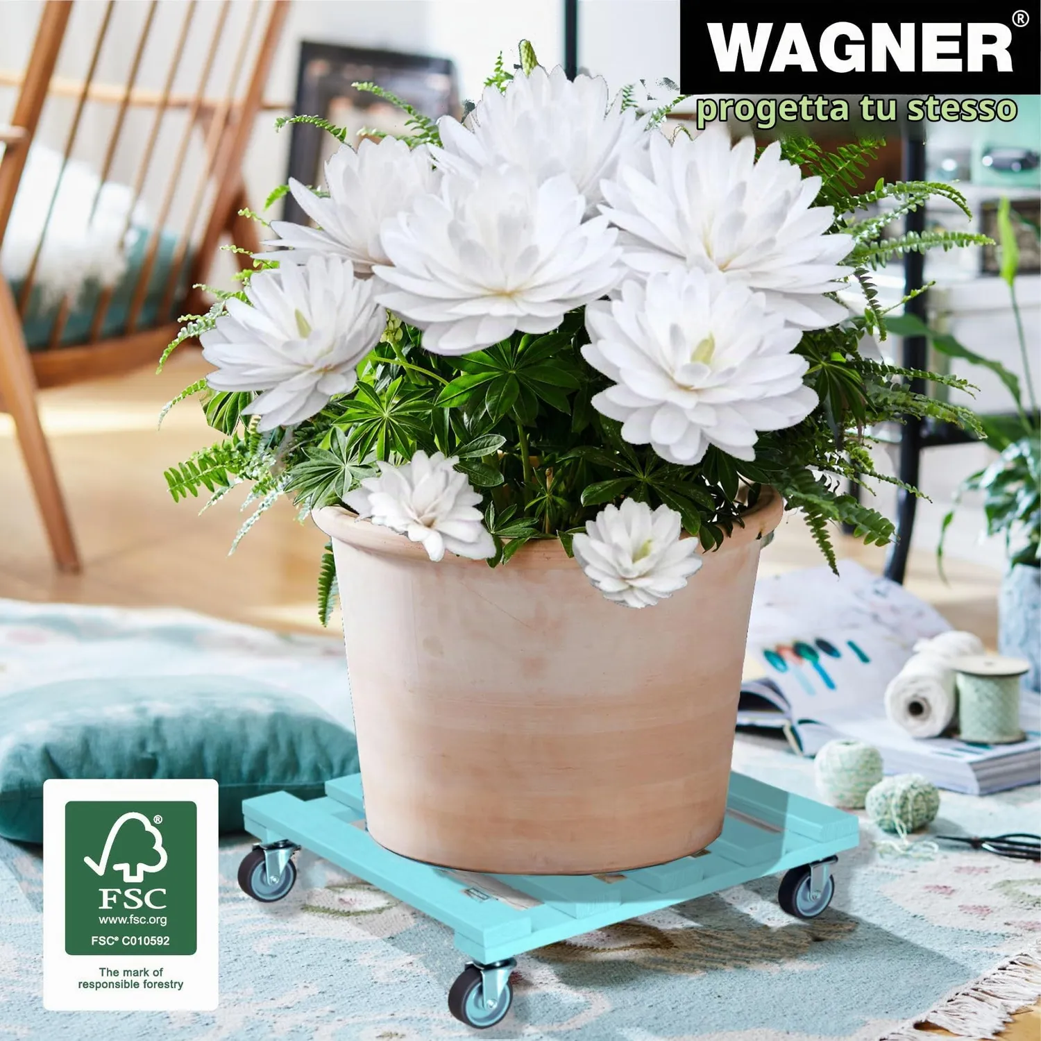 Wagner Aqua Splash carrello piante 38x38 cm aqua