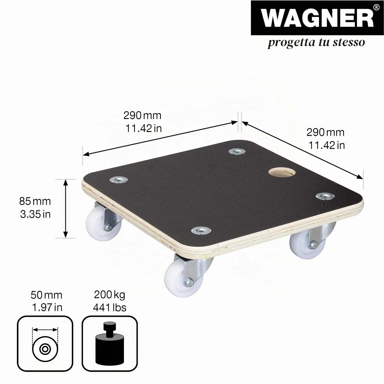 Wagner Maxigrip 20135001 carrello piante 29x29 cm 200 kg