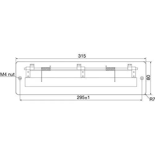 Gedotec 315x80 mm feritoia porta inox argento interna