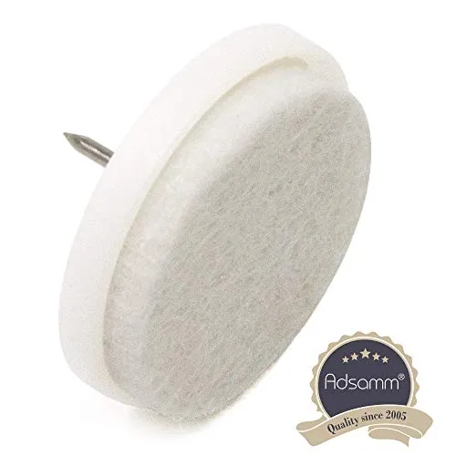 Adsamm feltrini con chiodo bianchi 16 pezzi Ø 35 mm base feltro