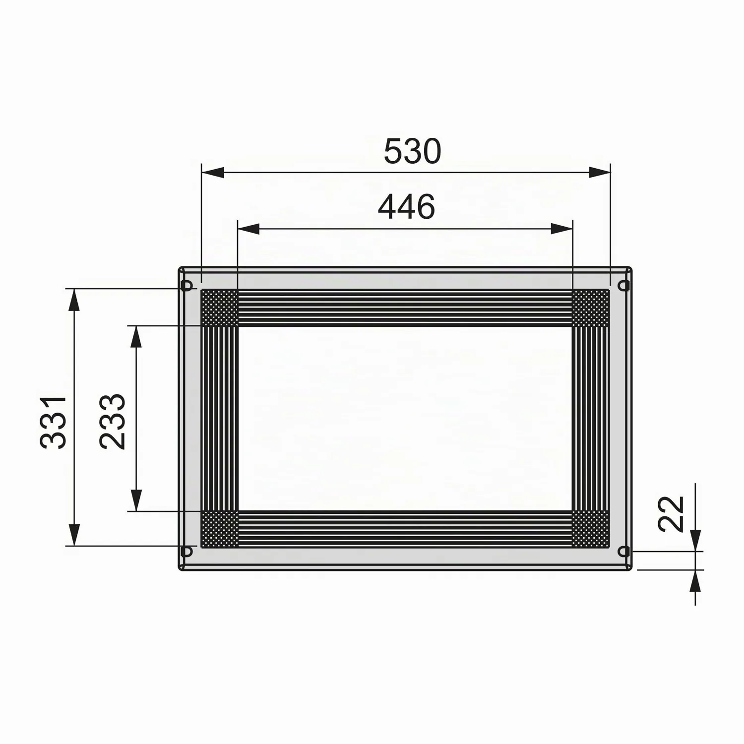 Emuca telaio microonde incasso 600x400 mm grigio argentato