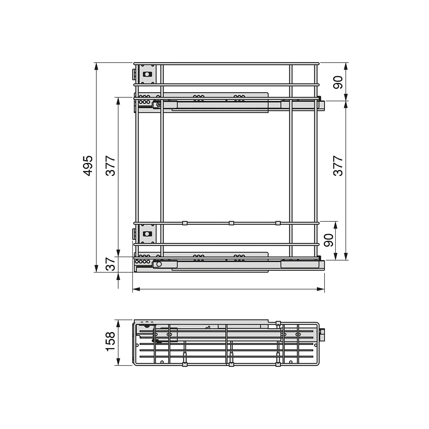 Emuca Estraibile Carrello Portabottiglie 200 mm Antracite