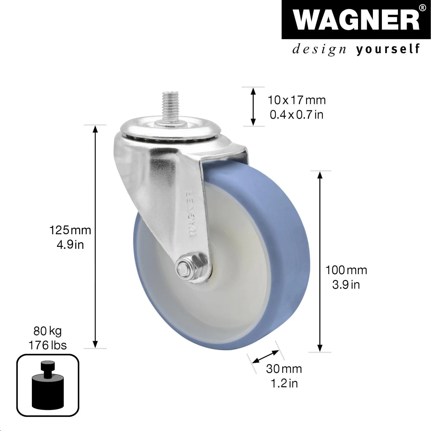 Wagner RO 0210 rotella mobile M10 Ø100 mm 80 kg