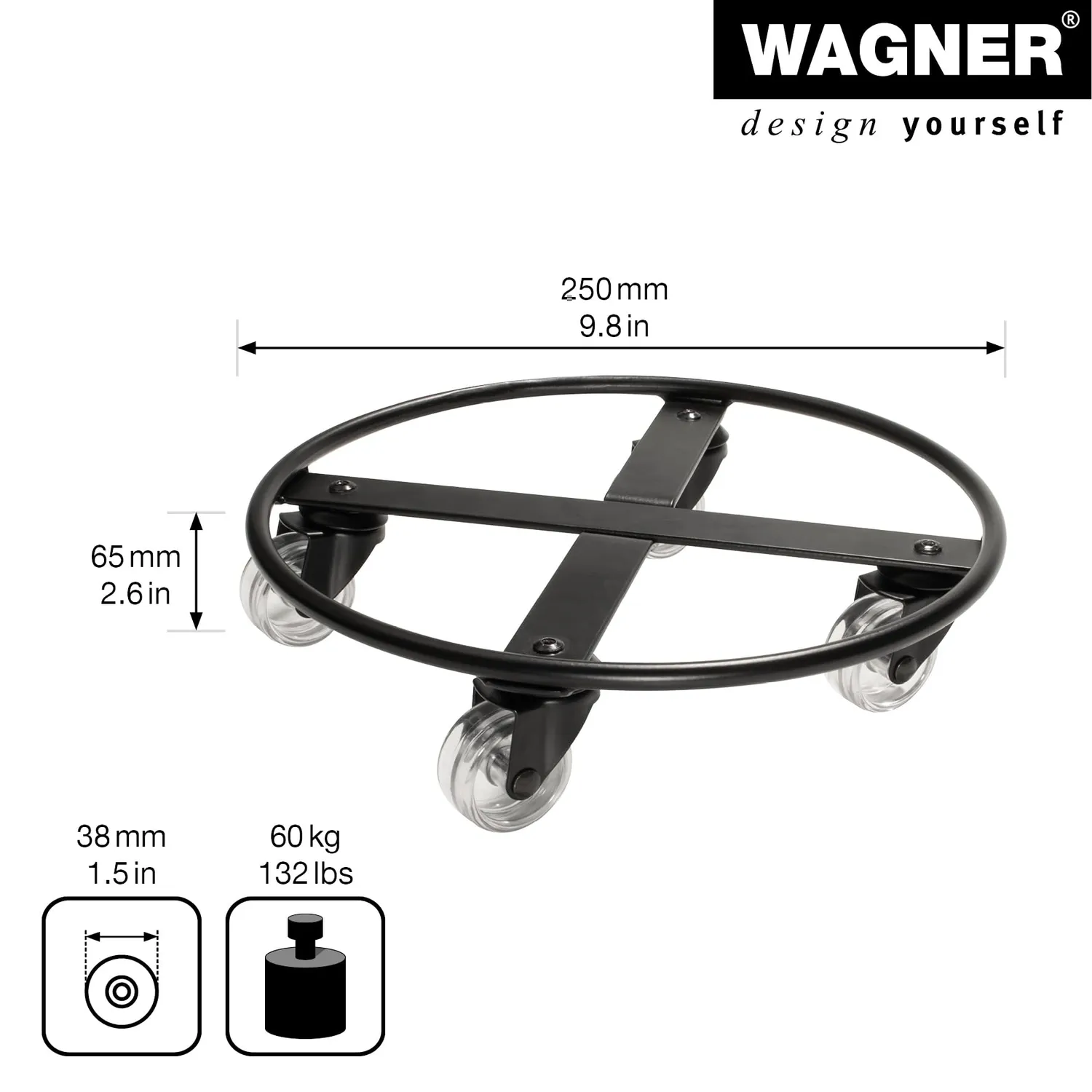 Wagner Skelett Small GH 0953 portavaso ruote Ø 25 cm 60 kg