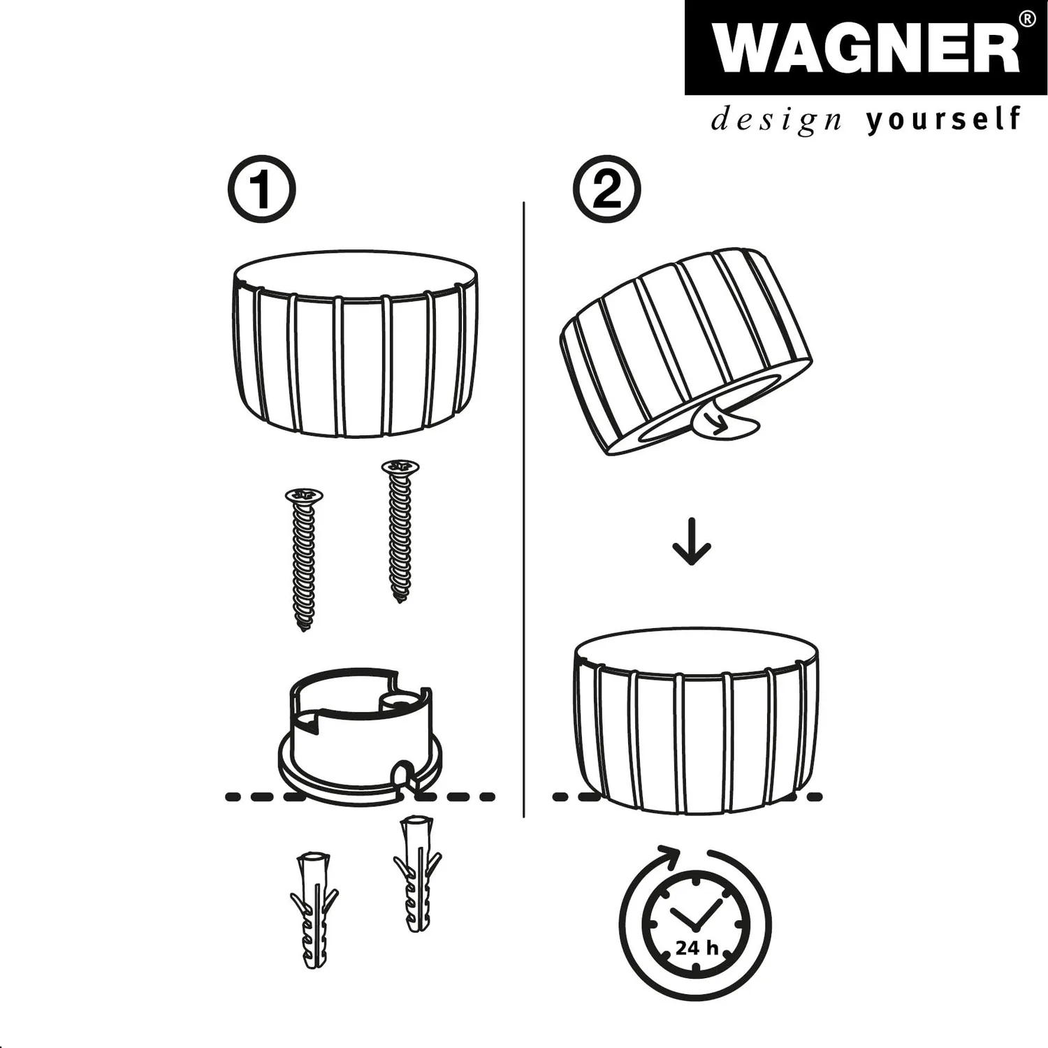 Wagner Screw or Glue Round 15518311 fermaporta nero