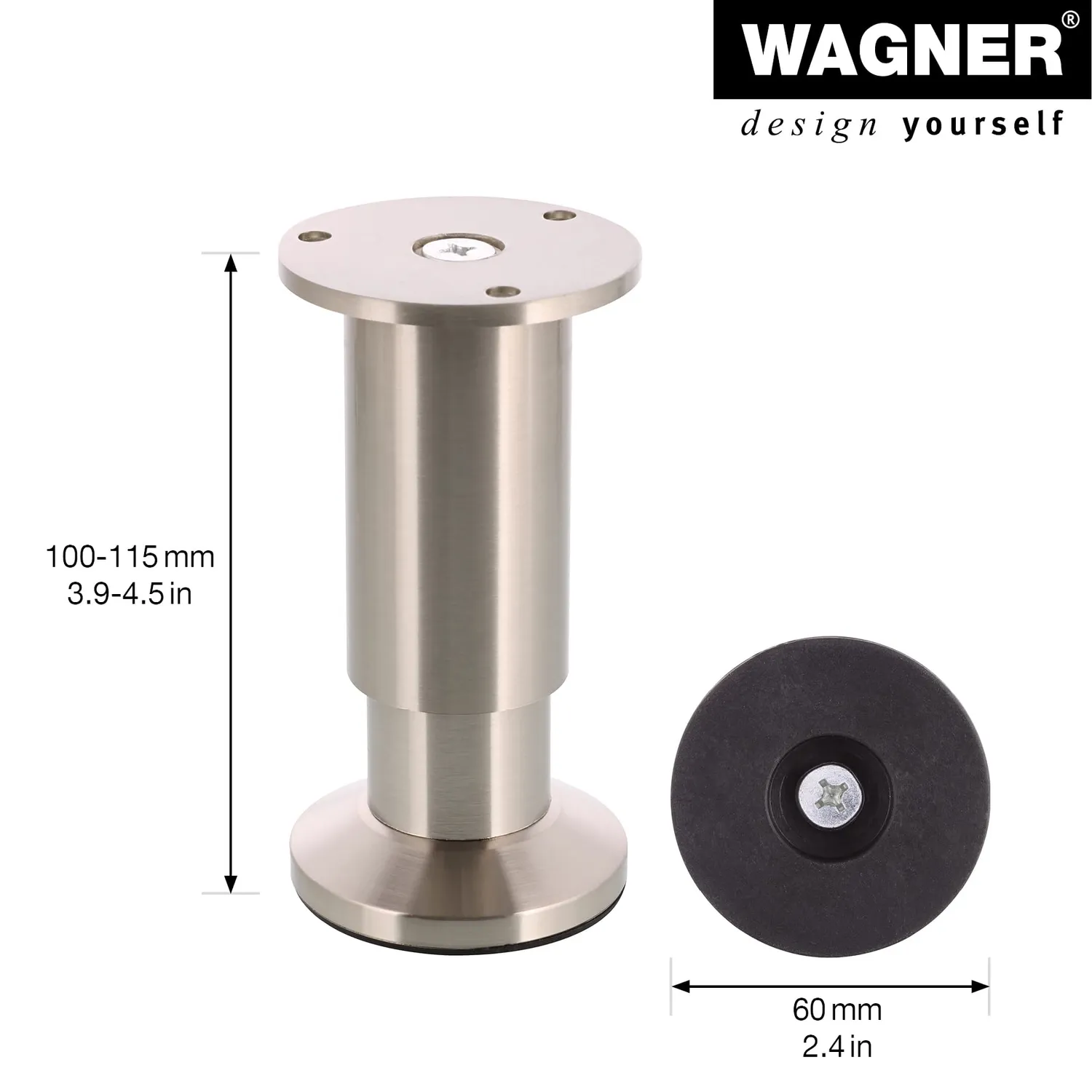Wagner Design ST 0370 gamba mobile regolabile 100-118 mm inox