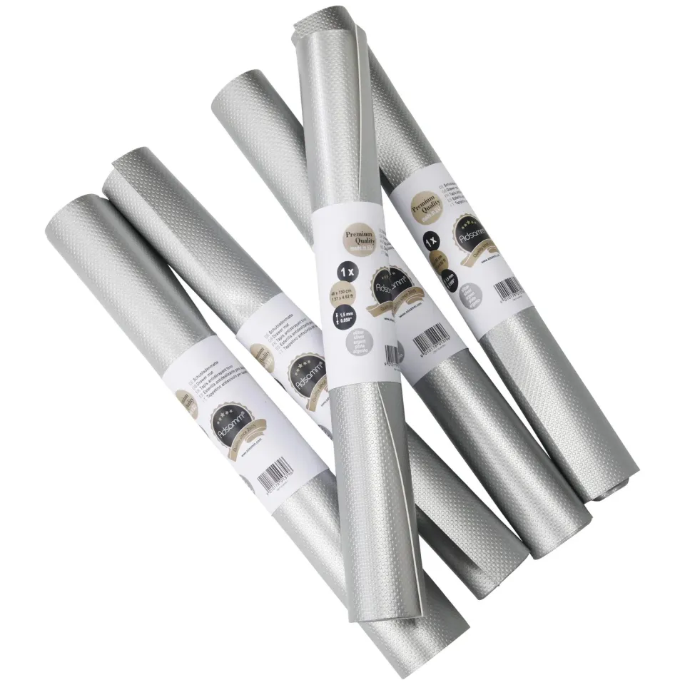 Adsamm Tappetini Antiscivolo 48x200 cm 5 Pezzi Argento PVC