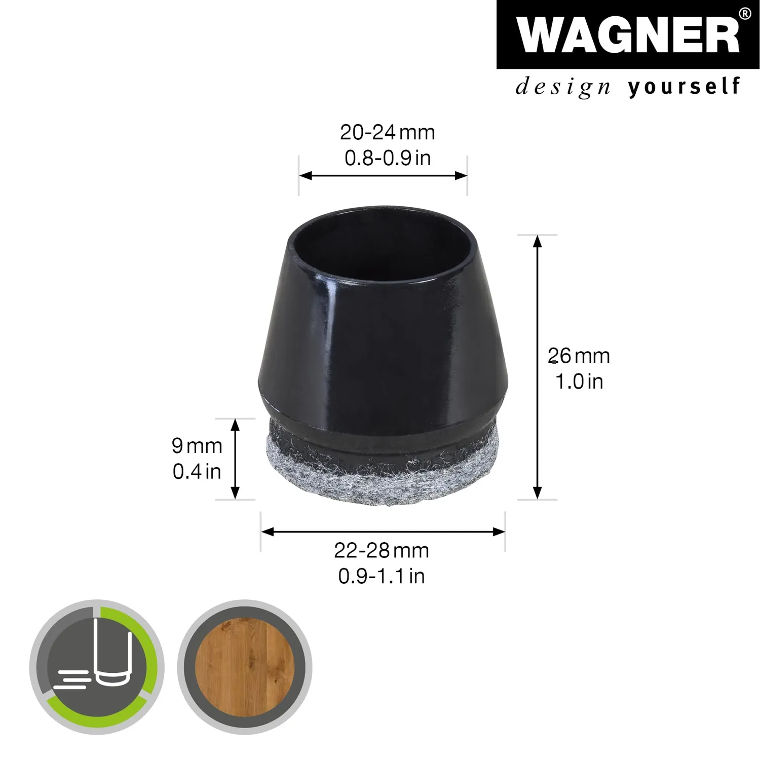 Wagner 15066499 tappi tubi tondi 4 pezzi con feltro