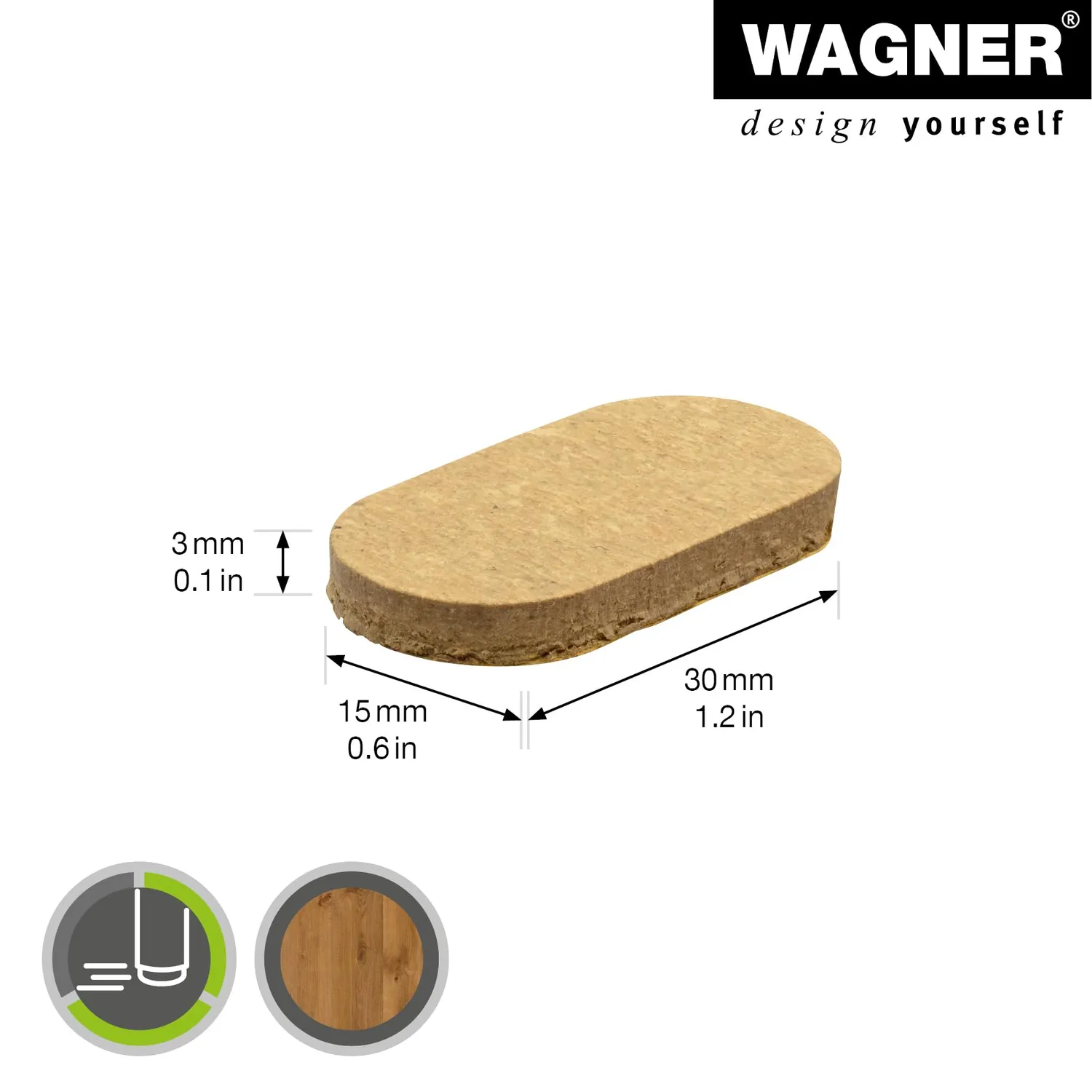 Wagner SYNO 16103099 EH 1030 feltrini adesivi marroni 8 pezzi