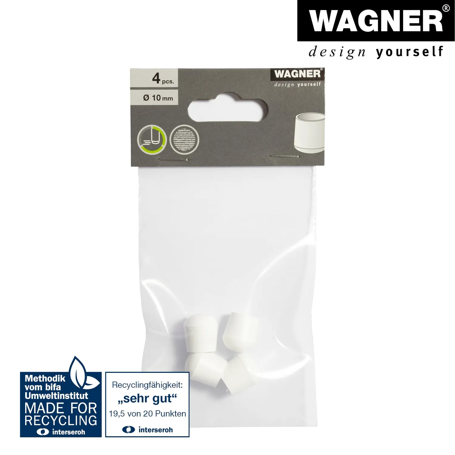 Wagner EH 0611 15061199 tappi tubo acciaio 4 pezzi bianchi tondi