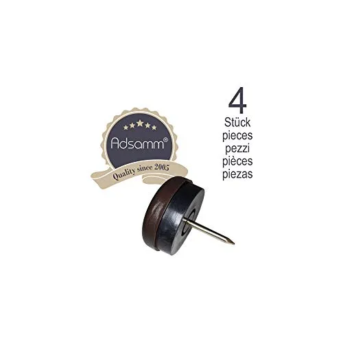 Adsamm pattini plastica con chiodo 25 mm marroni 4 pezzi scorrevoli