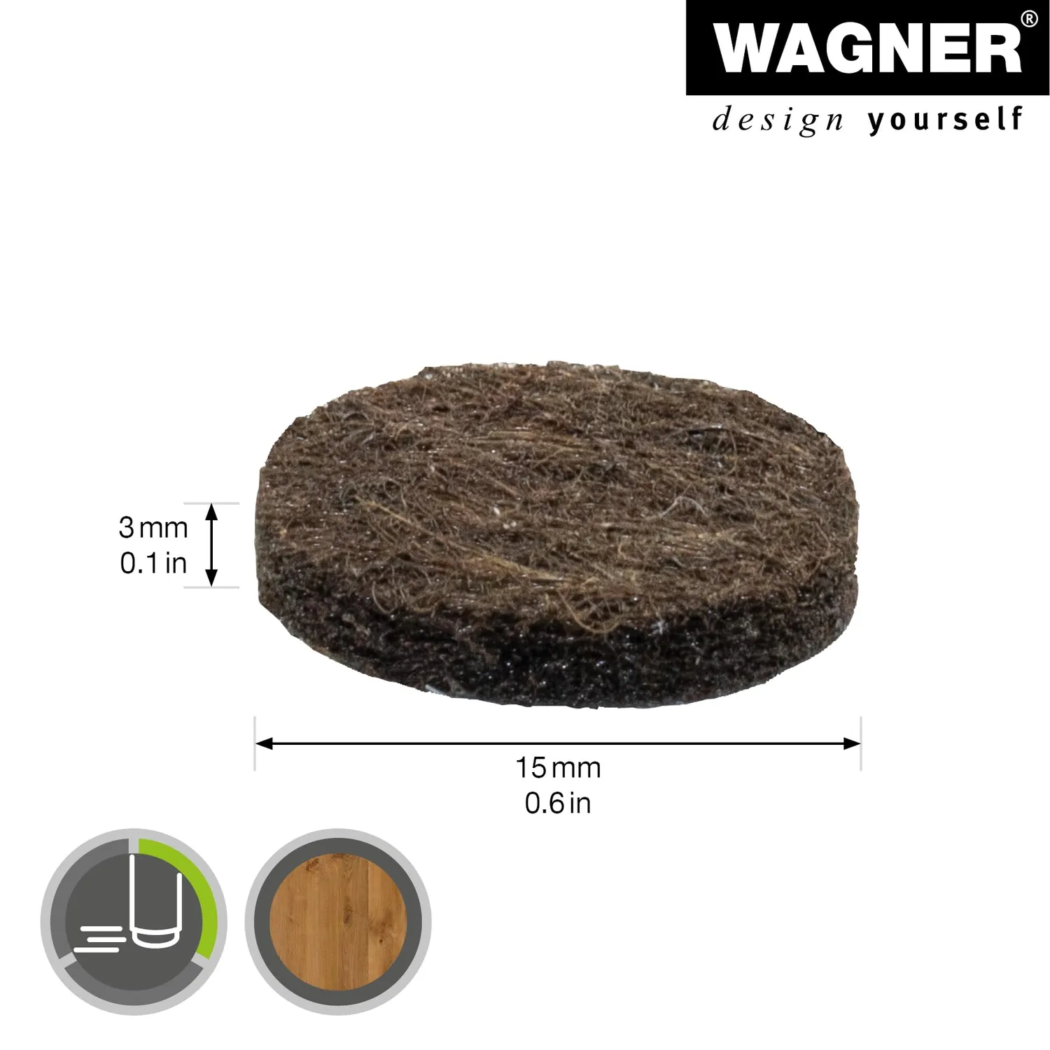 Wagner 15131599 feltrini Ø15 mm 24 pezzi marroni