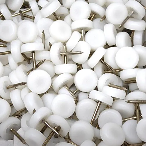 Adsamm Pattini Plastica con Chiodo Ø15 mm Bianchi 100 pz