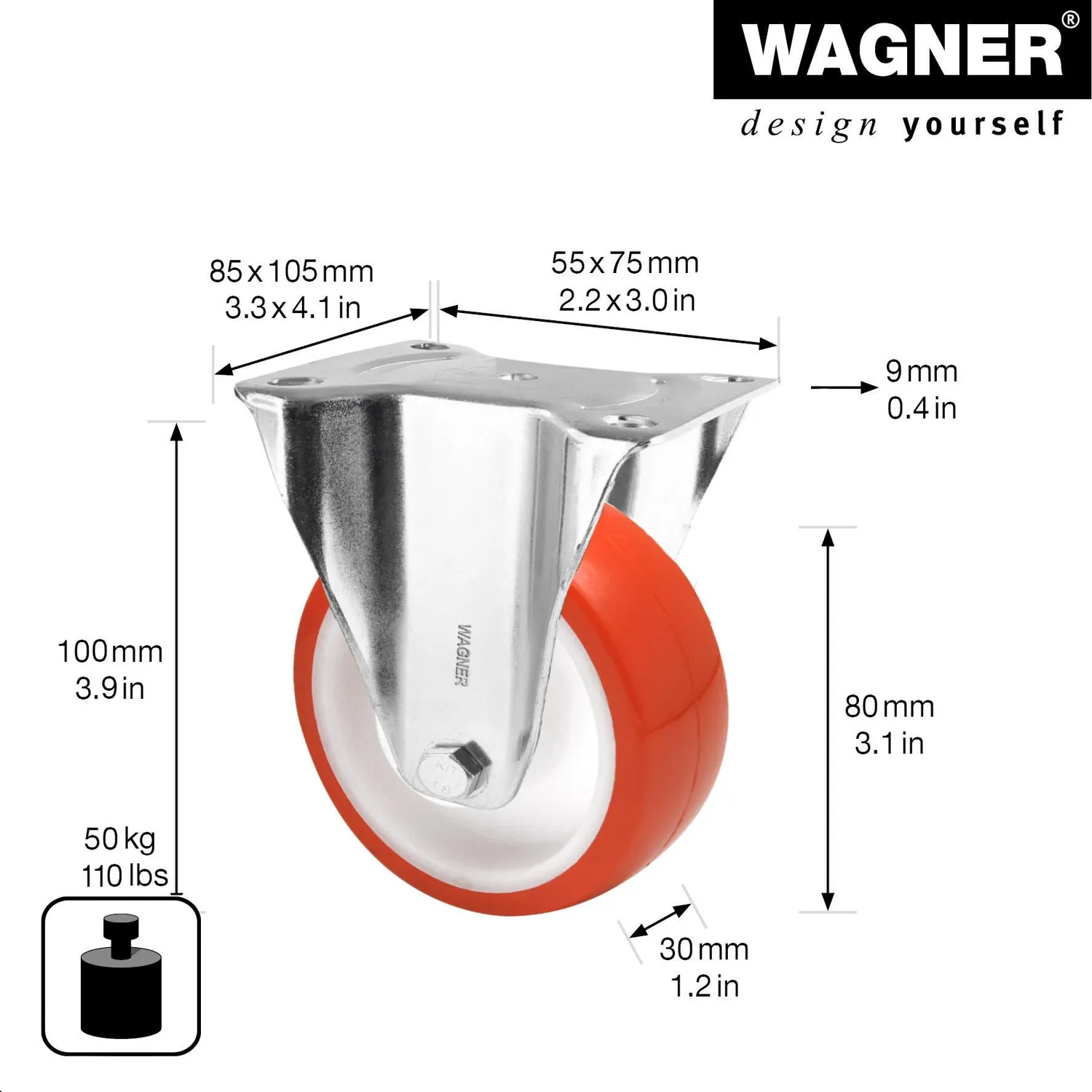Wagner RO 8880 rullo fisso piastra 80 mm morbido rosso